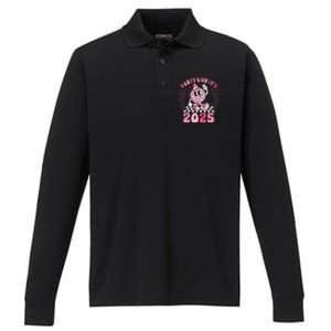 Groovy Disco Ball Party Like ItS 2025 Happy New Year 2025 Performance Long Sleeve Polo