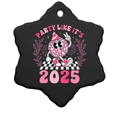 Groovy Disco Ball Party Like ItS 2025 Happy New Year 2025 Ceramic Star Ornament