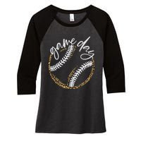 Game Day Baseball Baseball Life Softball Life For Mom Women's Tri-Blend 3/4-Sleeve Raglan Shirt