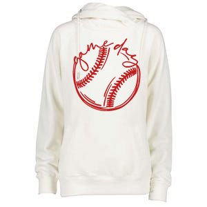 Game Day Baseball Womens Funnel Neck Pullover Hood