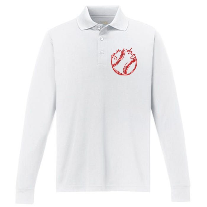 Game Day Baseball Performance Long Sleeve Polo