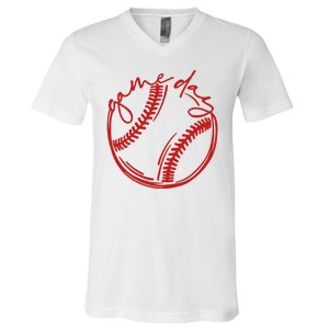 Game Day Baseball V-Neck T-Shirt