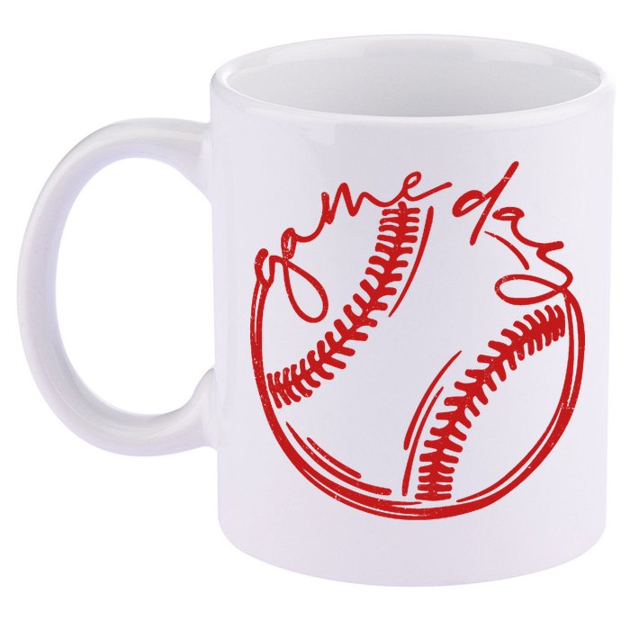Game Day Baseball 11oz C Handle Ceramic Mug