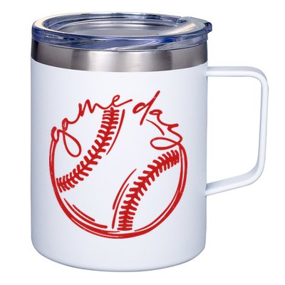 Game Day Baseball 12oz Stainless Steel Coffee Mug