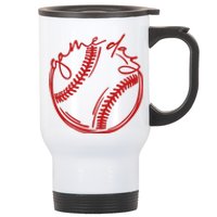 Game Day Baseball Stainless Steel Travel Mug