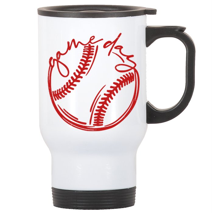 Game Day Baseball Stainless Steel Travel Mug