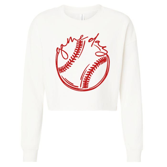 Game Day Baseball Cropped Pullover Crew