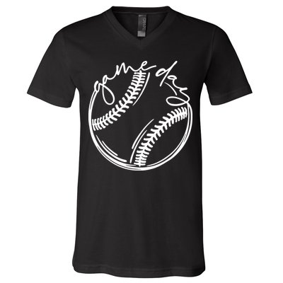 Game Day Baseball Baseball Life, Softball Life For Mom V-Neck T-Shirt