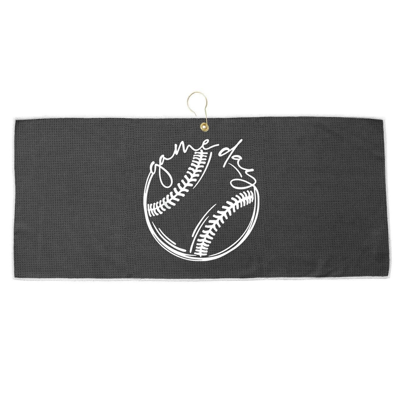 Game Day Baseball Baseball Life, Softball Life For Mom Large Microfiber Waffle Golf Towel