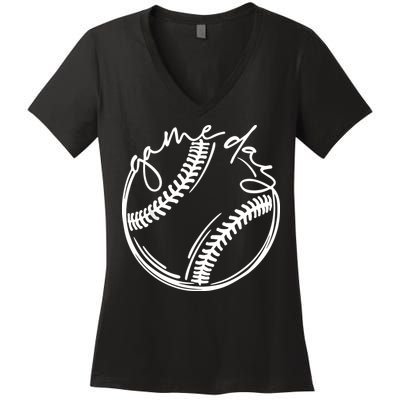 Game Day Baseball Baseball Life, Softball Life For Mom Women's V-Neck T-Shirt