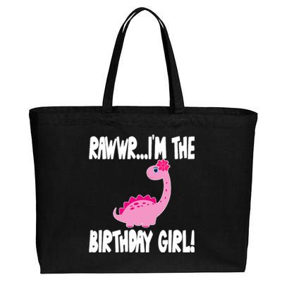 Girl Dinosaur Birthday Party - I'm The Birthday Girl Cotton Canvas Jumbo Tote