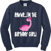 Girl Dinosaur Birthday Party - I'm The Birthday Girl Kids Sweatshirt