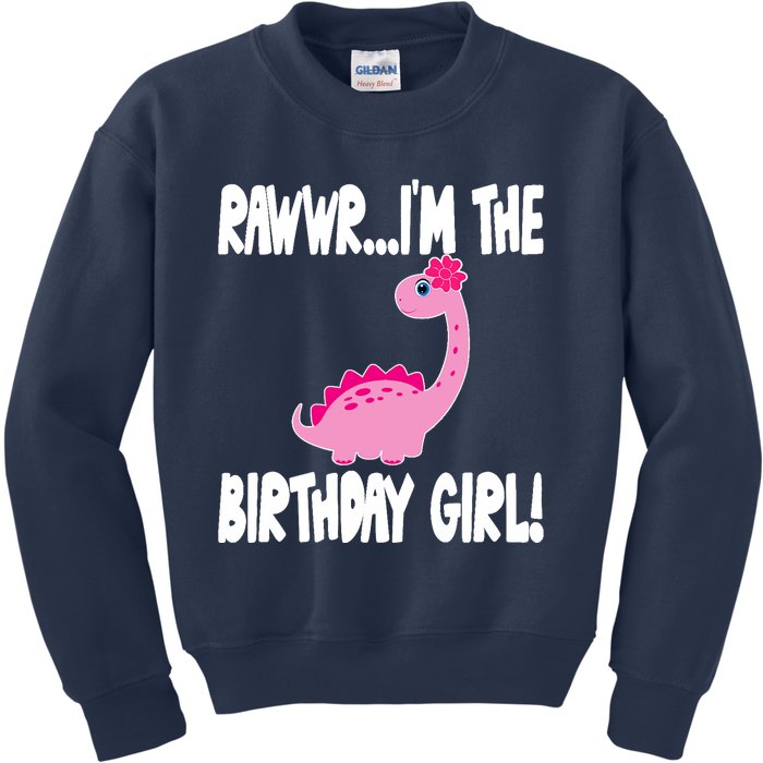 Girl Dinosaur Birthday Party - I'm The Birthday Girl Kids Sweatshirt