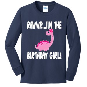 Girl Dinosaur Birthday Party - I'm The Birthday Girl Kids Long Sleeve Shirt