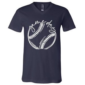 Game Day Baseball Baseball Life, Softball Life For Mom V-Neck T-Shirt