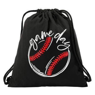 Game Day Baseball Baseball Life Softball Life For Mom Drawstring Bag