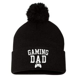 Gaming Dad Classic Bold Font FatherS Day Daddy Pom Pom 12in Knit Beanie