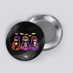 Ghost Drinking Coffee Funny Halloween Costume Coffee Lover Button