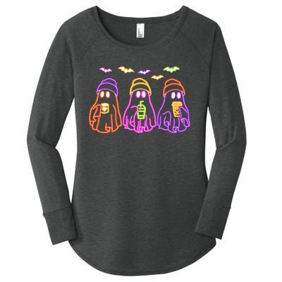 Ghost Drinking Coffee Funny Halloween Costume Coffee Lover Women's Perfect Tri Tunic Long Sleeve Shirt