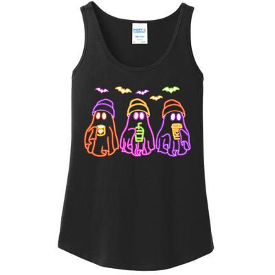 Ghost Drinking Coffee Funny Halloween Costume Coffee Lover Ladies Essential Tank