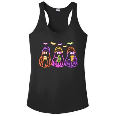 Ghost Drinking Coffee Funny Halloween Costume Coffee Lover Ladies PosiCharge Competitor Racerback Tank