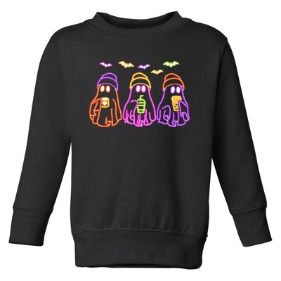 Ghost Drinking Coffee Funny Halloween Costume Coffee Lover Toddler Sweatshirt