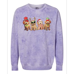 Golden Doodle Christmas Dogs Xmas Lights Christmas Xmas Tree Gift Colorblast Crewneck Sweatshirt