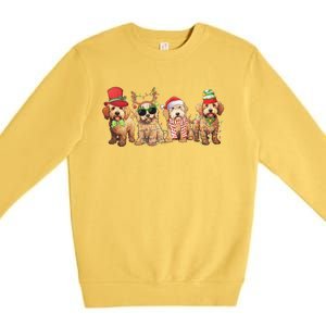 Golden Doodle Christmas Dogs Xmas Lights Christmas Xmas Tree Gift Premium Crewneck Sweatshirt