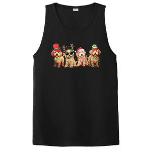 Golden Doodle Christmas Dogs Xmas Lights Christmas Xmas Tree Gift PosiCharge Competitor Tank