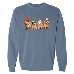 Golden Doodle Christmas Dogs Xmas Lights Christmas Xmas Tree Gift Garment-Dyed Sweatshirt