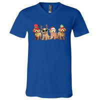 Golden Doodle Christmas Dogs Xmas Lights Christmas Xmas Tree Gift V-Neck T-Shirt