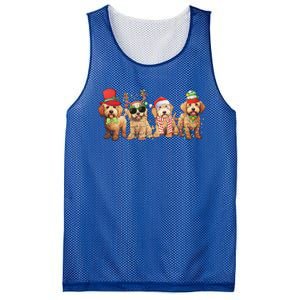 Golden Doodle Christmas Dogs Xmas Lights Christmas Xmas Tree Gift Mesh Reversible Basketball Jersey Tank