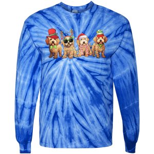 Golden Doodle Christmas Dogs Xmas Lights Christmas Xmas Tree Gift Tie-Dye Long Sleeve Shirt