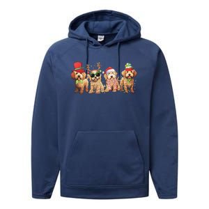 Golden Doodle Christmas Dogs Xmas Lights Christmas Xmas Tree Gift Performance Fleece Hoodie