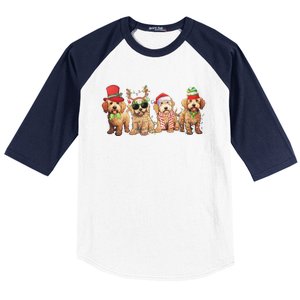 Golden Doodle Christmas Dogs Xmas Lights Christmas Xmas Tree Gift Baseball Sleeve Shirt