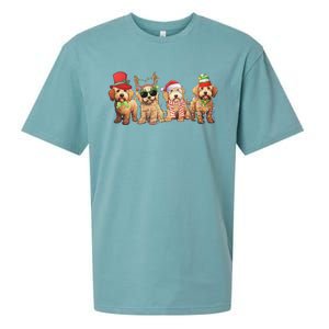 Golden Doodle Christmas Dogs Xmas Lights Christmas Xmas Tree Gift Sueded Cloud Jersey T-Shirt