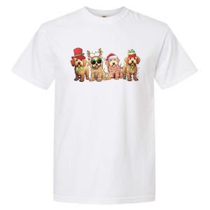 Golden Doodle Christmas Dogs Xmas Lights Christmas Xmas Tree Gift Garment-Dyed Heavyweight T-Shirt