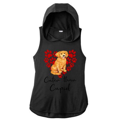 Goldie Dog Cuter Than Cupid Golden Retriever Valentines Day Cute Gift Ladies PosiCharge Tri-Blend Wicking Draft Hoodie Tank