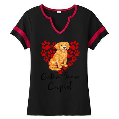 Goldie Dog Cuter Than Cupid Golden Retriever Valentines Day Cute Gift Ladies Halftime Notch Neck Tee