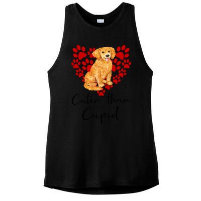 Goldie Dog Cuter Than Cupid Golden Retriever Valentines Day Cute Gift Ladies PosiCharge Tri-Blend Wicking Tank