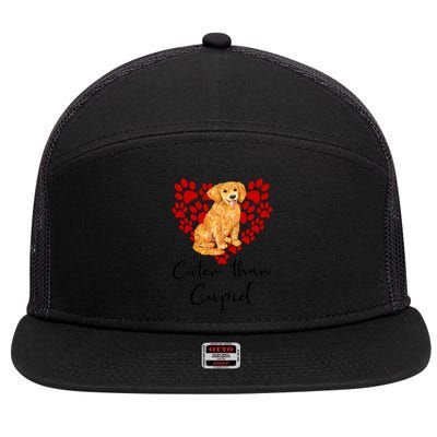 Goldie Dog Cuter Than Cupid Golden Retriever Valentines Day Cute Gift 7 Panel Mesh Trucker Snapback Hat