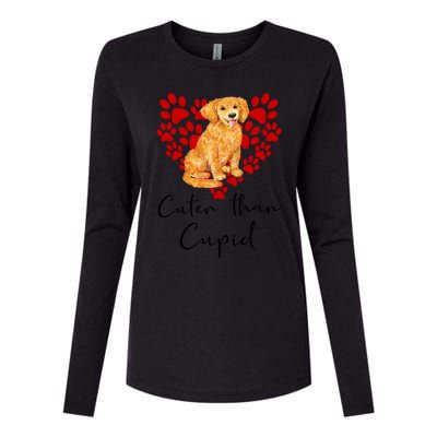 Goldie Dog Cuter Than Cupid Golden Retriever Valentines Day Cute Gift Womens Cotton Relaxed Long Sleeve T-Shirt