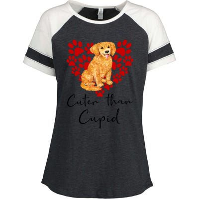 Goldie Dog Cuter Than Cupid Golden Retriever Valentines Day Cute Gift Enza Ladies Jersey Colorblock Tee