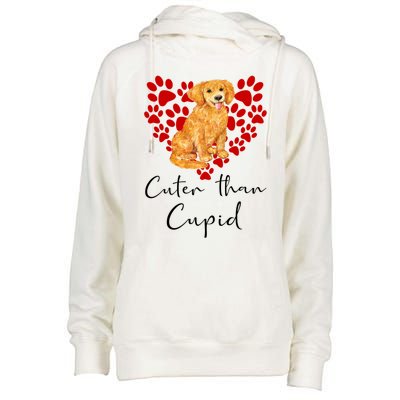 Goldie Dog Cuter Than Cupid Golden Retriever Valentines Day Cute Gift Womens Funnel Neck Pullover Hood