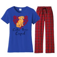 Goldie Dog Cuter Than Cupid Golden Retriever Valentines Day Cute Gift Women's Flannel Pajama Set