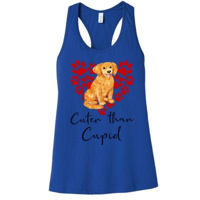 Goldie Dog Cuter Than Cupid Golden Retriever Valentines Day Cute Gift Women's Racerback Tank