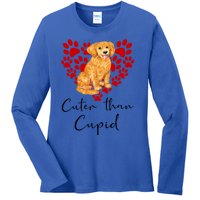 Goldie Dog Cuter Than Cupid Golden Retriever Valentines Day Cute Gift Ladies Long Sleeve Shirt