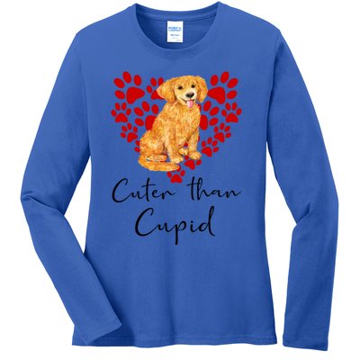 Goldie Dog Cuter Than Cupid Golden Retriever Valentines Day Cute Gift Ladies Long Sleeve Shirt