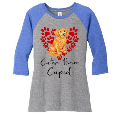 Goldie Dog Cuter Than Cupid Golden Retriever Valentines Day Cute Gift Women's Tri-Blend 3/4-Sleeve Raglan Shirt