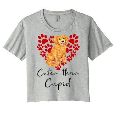 Goldie Dog Cuter Than Cupid Golden Retriever Valentines Day Cute Gift Women's Crop Top Tee